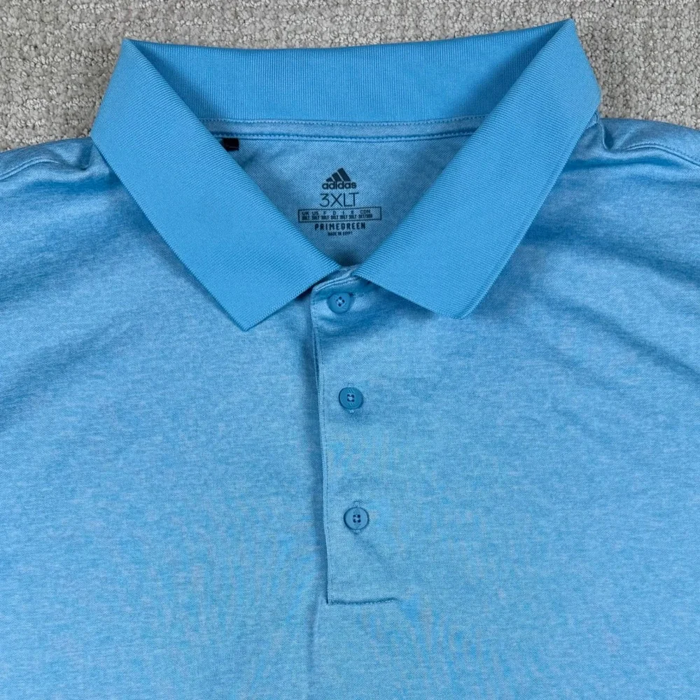 Adidas Mens 3XLT Blue Primegreen Performance Golf Polo Shirt
